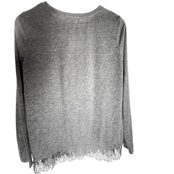 Joe Fresh Heather Gray Lace Long Sleeve Top Size Large - Gothcore Style - Picture 7 of 7